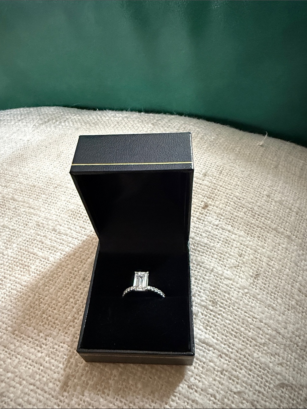 Emerald cut diamond ring